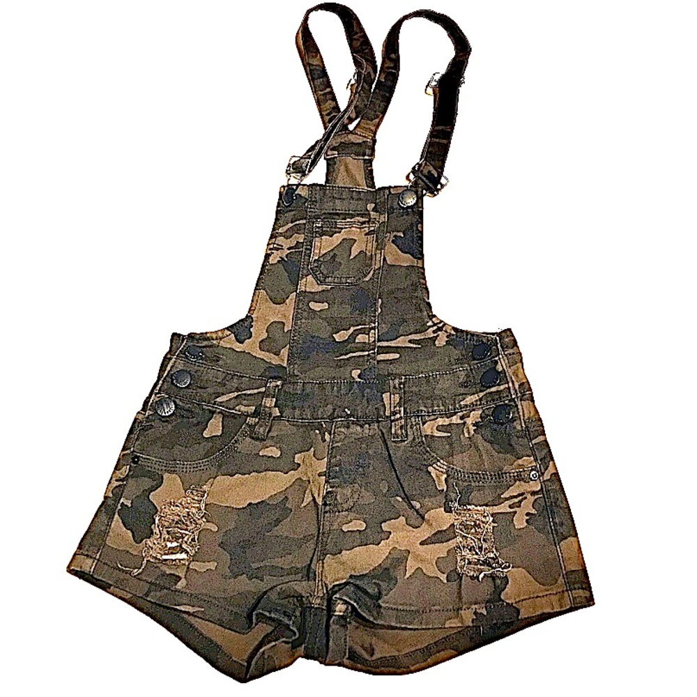 🌮Camouflage Ripped Overall Shorts